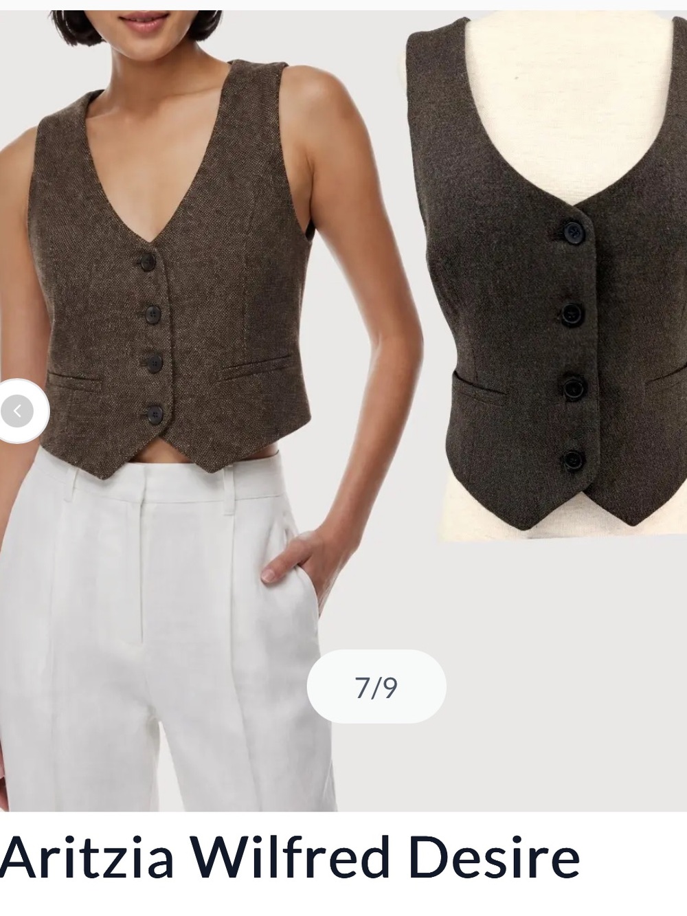 Aritzia Wilfred Desire Vest in Seville(rust). Size 12. NWT